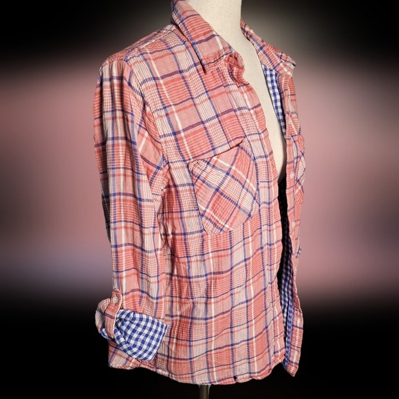 Marc New York Double Brushed 100% Cotton Flannel Size Size Large w/Roll Tabs - Picture 6 of 11